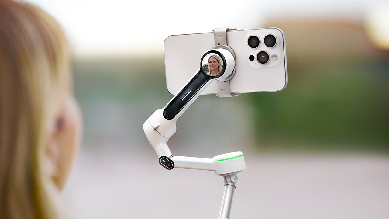 The new Insta360 Flow Pro 2 gimbal, complete with selfie mirror