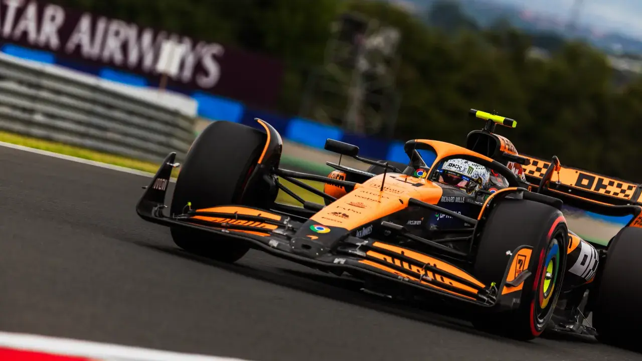 Lando Norris earlier in the season at the Hungaroring. Pic: